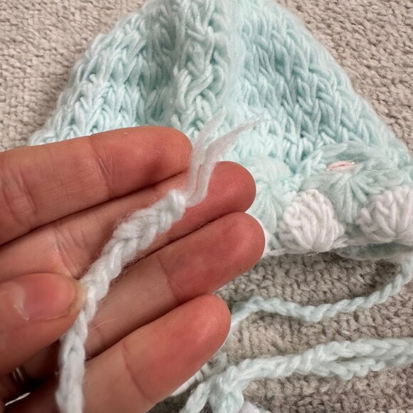 Adorable 3-Piece Hand-knit Baby Sweater Doll Clothes Set Hat Booties Blue/White - Picture 4 of 8